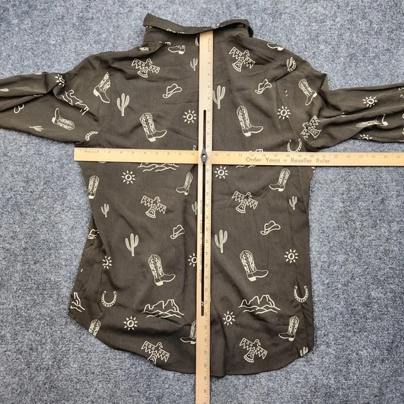 Ariat Shirt Womens Medium Brown Western Desert Print Button Front Long Sleeve - Picture 5 of 9